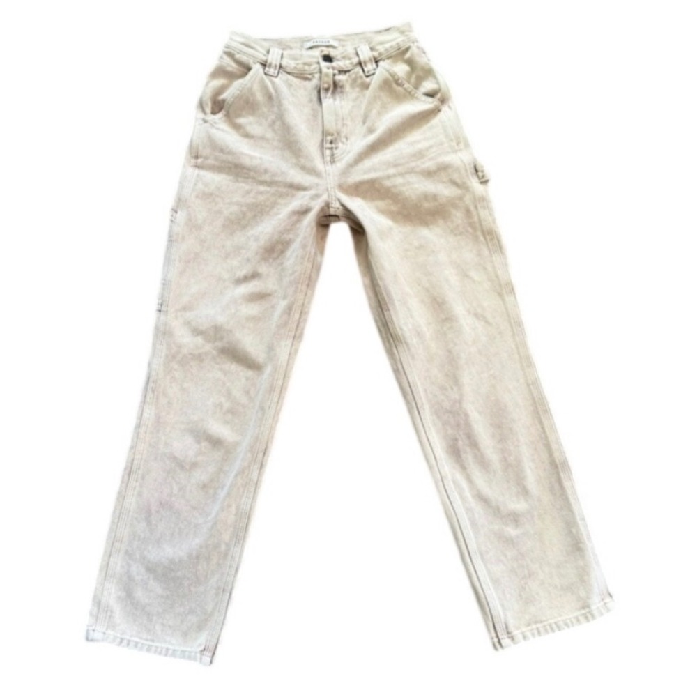 PacSun Womens High Rise Carpenter Jeans Tan Acid Wash Straight Leg Size 26